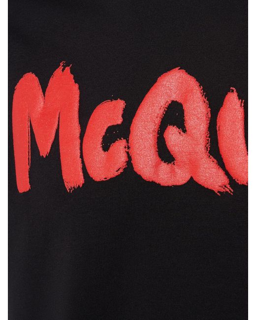 メンズ Alexander McQueen Graffiti コットンtシャツ Black