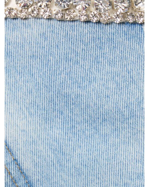 Jeans dritti in denim di cotone con decorazioni di Stella McCartney in Blue