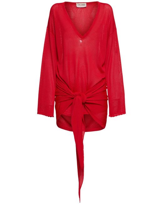 ワンピース The Attico Openwork mini dress The Attico Openwork Mini Dress in Red | Lyst