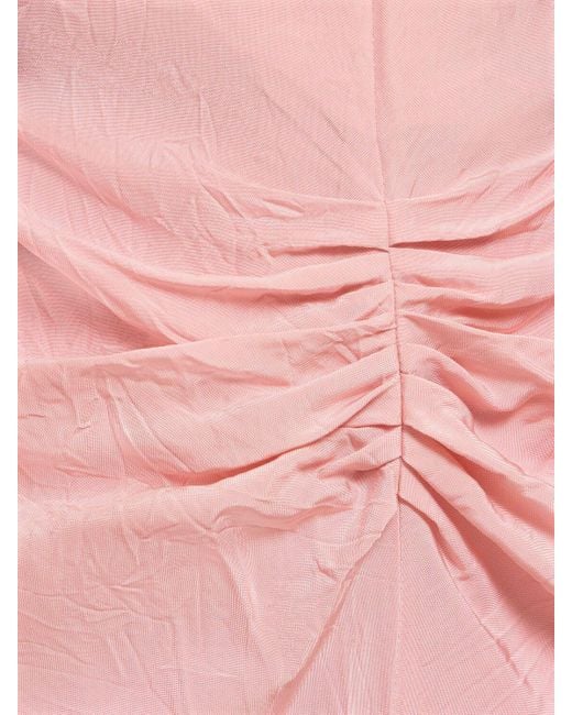 Victoria Beckham Pink Gathered Waist Viscose Midi Dress