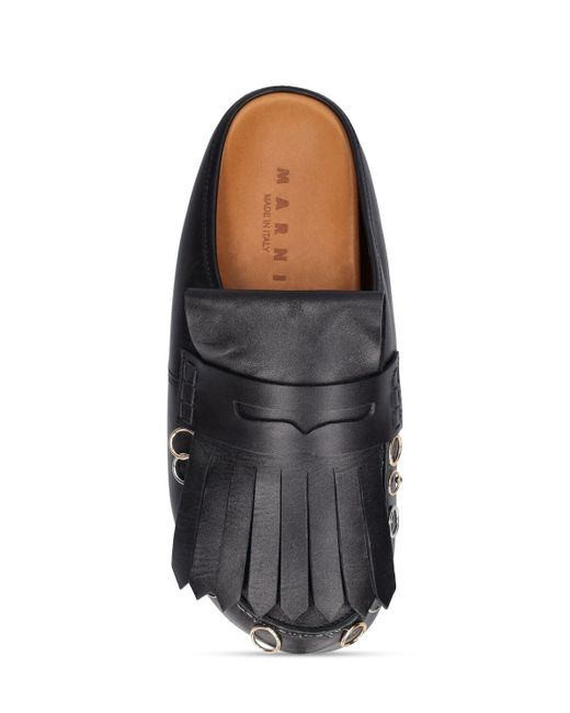 Marni Black Piercing Leather Loafers for men
