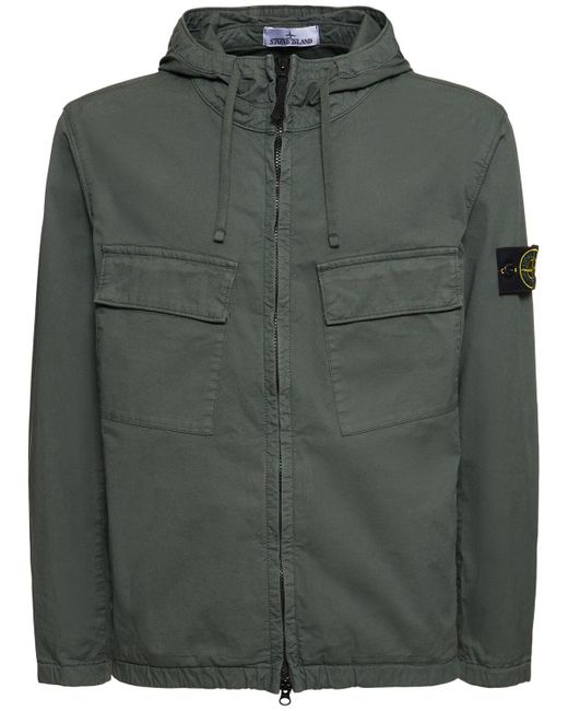 Giacca supima con zip e cappuccio di Stone Island in Green da Uomo