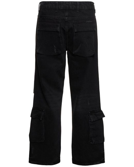 Jeans cargo de denim de algodón Represent de hombre de color Black