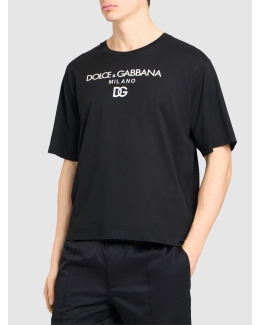 Camiseta de algodón con logo Dolce & Gabbana de hombre de color Black