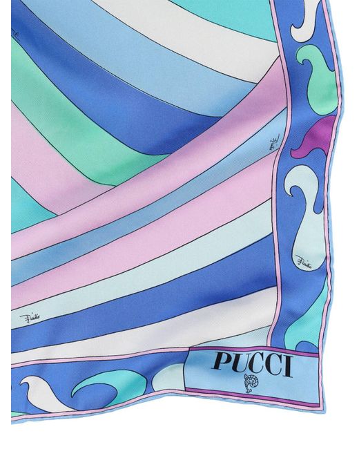 Pañuelo de seda estampado Emilio Pucci de color Blue