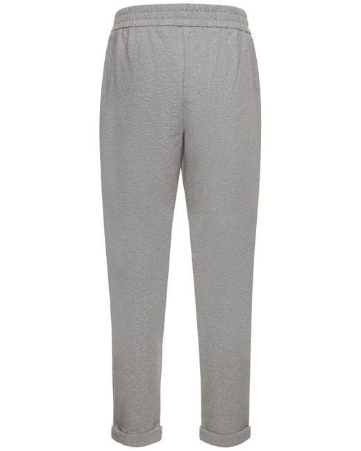 Brunello Cucinelli Gray Embellished Cotton Jersey Joggers