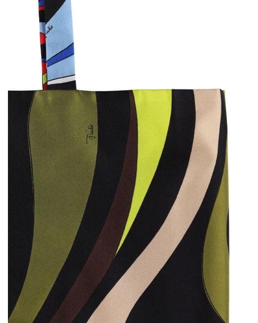 Emilio Pucci Black Gallery Printed Silk Tote Bag