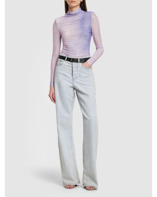 Self-Portrait Purple Top mit Strass