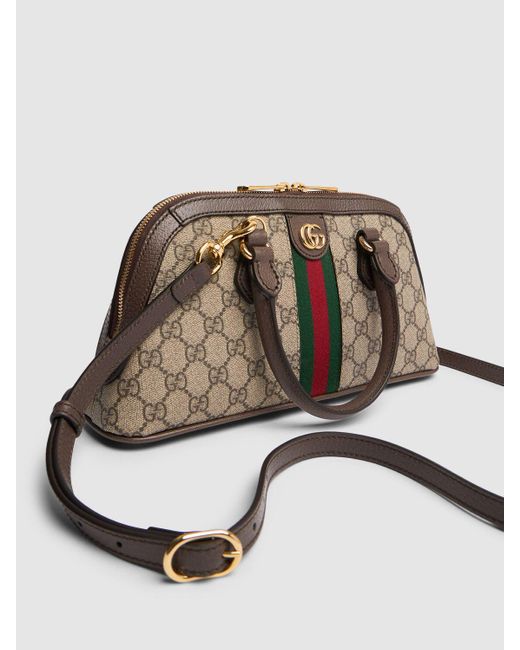 Gucci Brown Small Ophidia Canvas Top Handle Bag