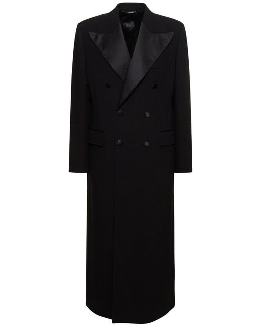 メンズ Dolce & Gabbana ウールクレープコート Black