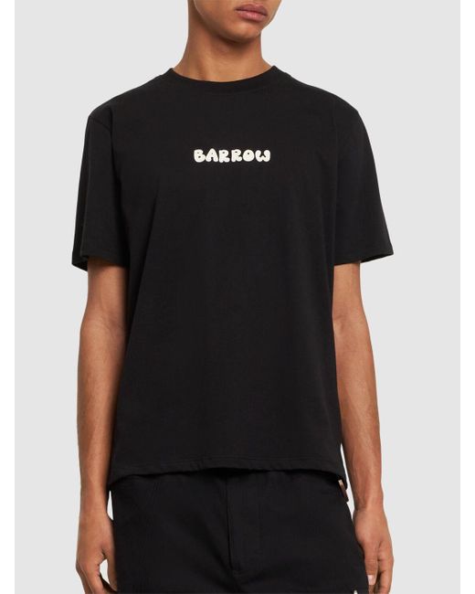 T-shirt in cotone con stampa di Barrow in Black da Uomo