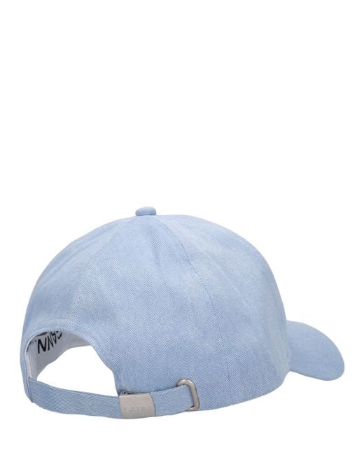 Cappello baseball in denim di Ganni in Blue