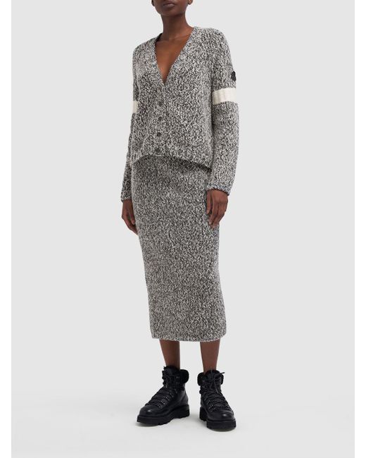 Moncler Gray Tricot Wool Blend Knit Skirt