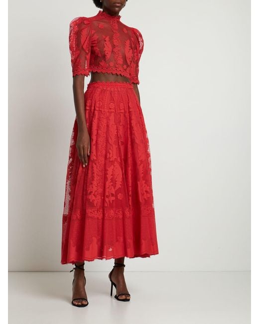Femme Vêtements Jupes Jupes longues Jupe à taille haute Zuhair Murad en coloris Rouge 