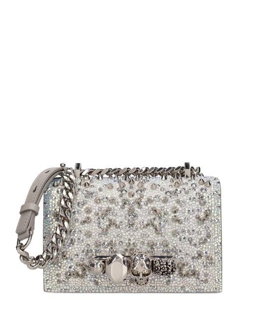 Alexander McQueen Gray Mini Jewelled Satchel Embellished Bag