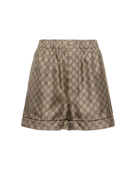 Gucci Brown gg Supreme Printed Silk Twill Shorts