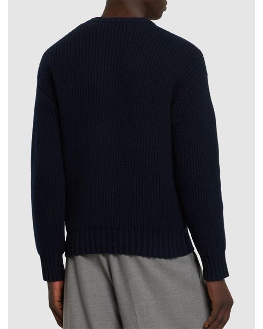 Alanui Blue Cashmere & Cotton Knit Sweater for men
