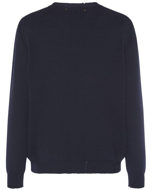 Golden Goose Deluxe Brand Blue Distressed Cotton Knit Sweater for men