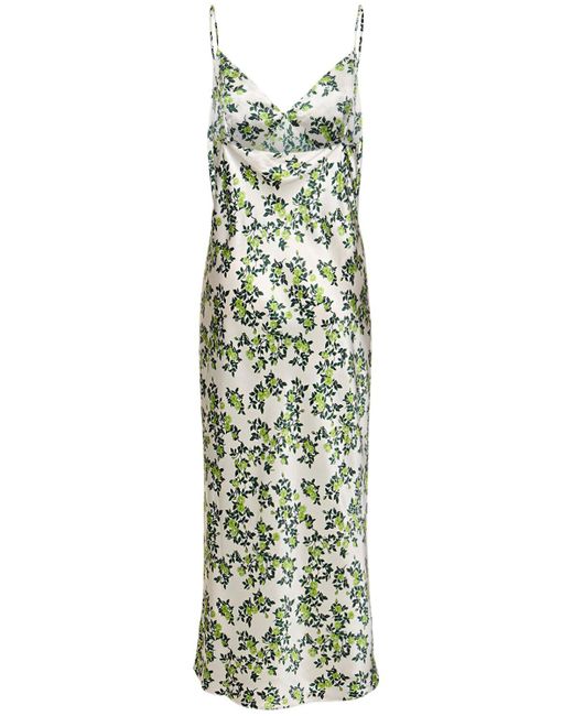 Emilia Wickstead Green Trinny Floral Silk Satin Slip Dress