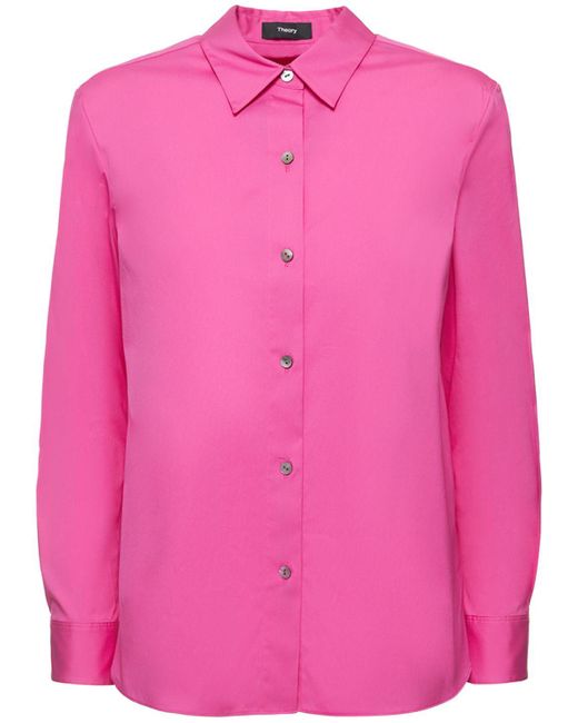 Theory Pink Hemd Aus Stretch-baumwolle
