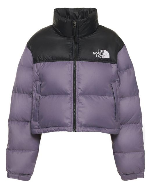 The North Face Nuptse Cropped Down Jacket in Purple | Lyst UK
