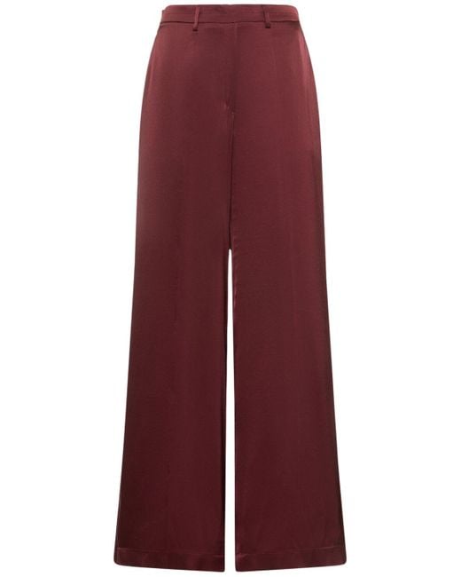 Forte Forte Red Stretch Silk Satin Wide Pants