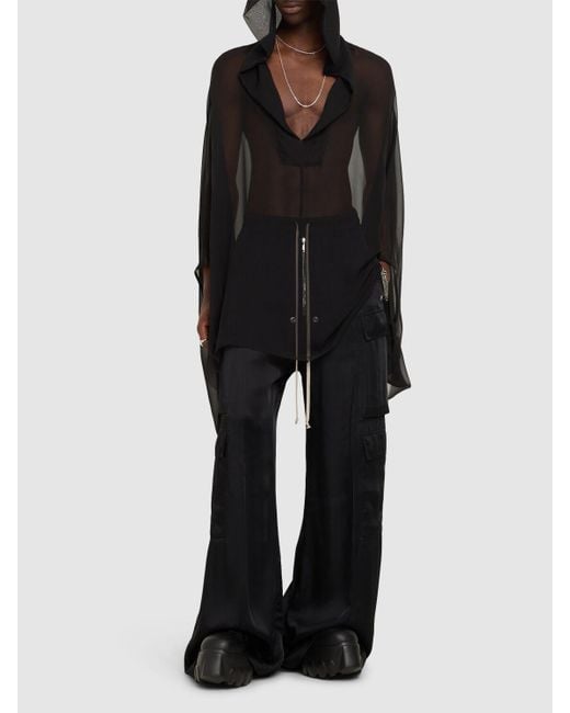Rick Owens Black Uomo Hooded Kaftan for men
