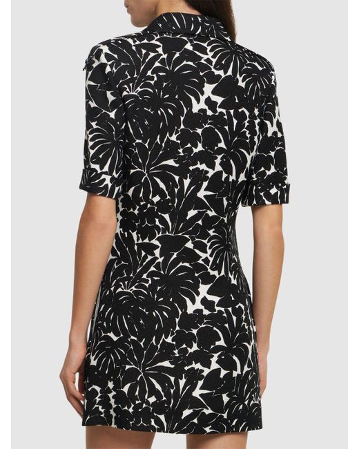 Saint Laurent Black Viscose Mini Dress W/ Shirt Collar