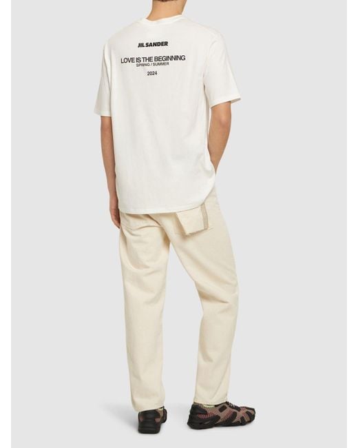 T-shirt long en jersey de coton Jil Sander pour homme en coloris White