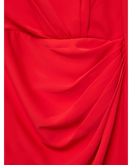 Zuhair Murad Red Cady Draped Long Sleeved Maxi Dress