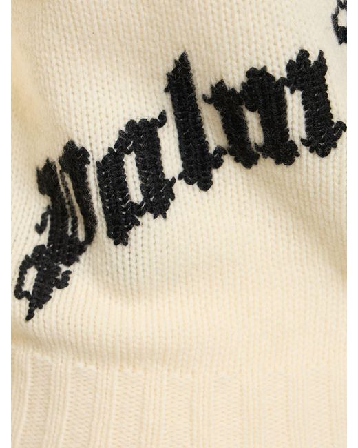 Maglia in misto lana con logo di Palm Angels in Natural