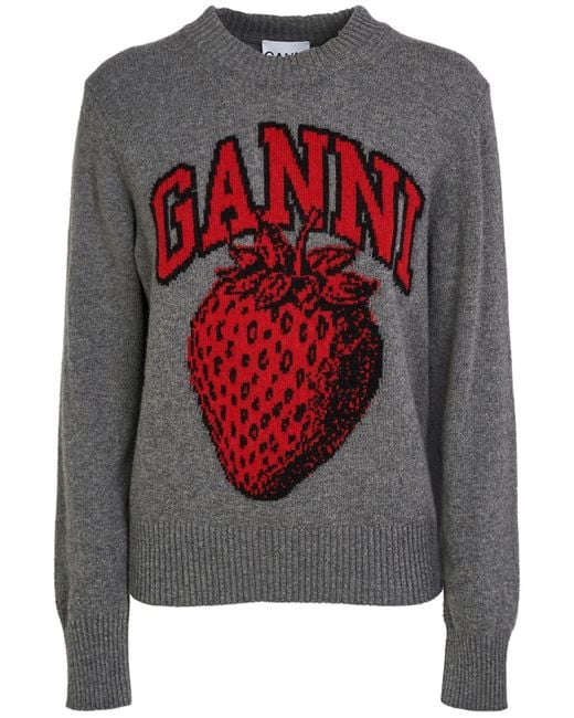 Maglione con logo di Ganni in Gray