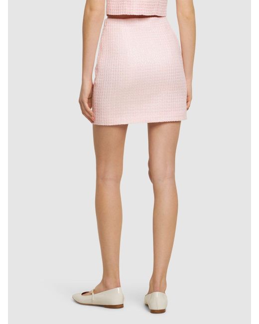 Alessandra Rich Pink Sequined Tweed Mini Skirt