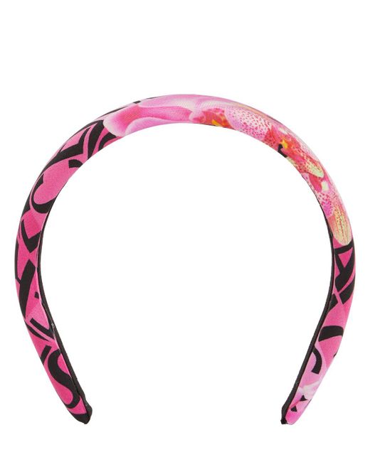 Versace Pink Silk Logo Headband