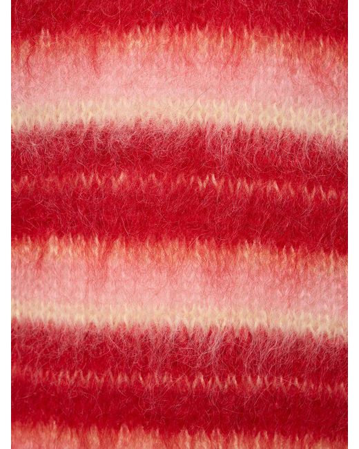 Marni Red Striped Mohair Blend Sweater