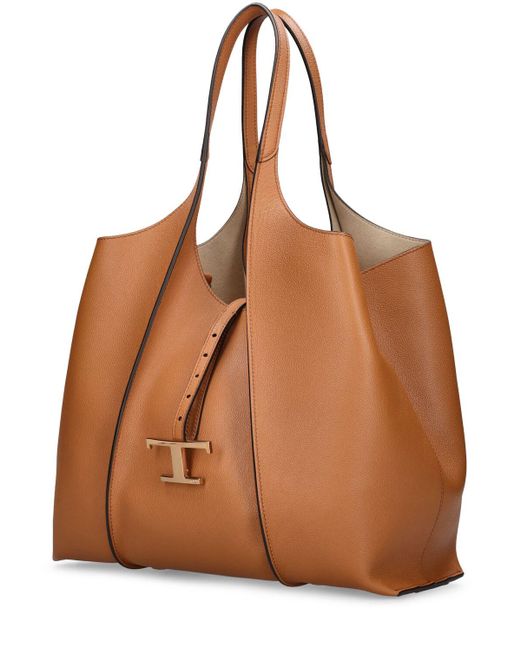 Tod's Brown Shopping T Medium Leather Tote Bag