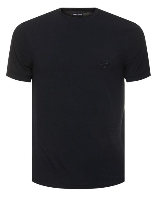 Giorgio Armani Bedrucktes T-shirt Aus Viskosejersey in Black für Herren