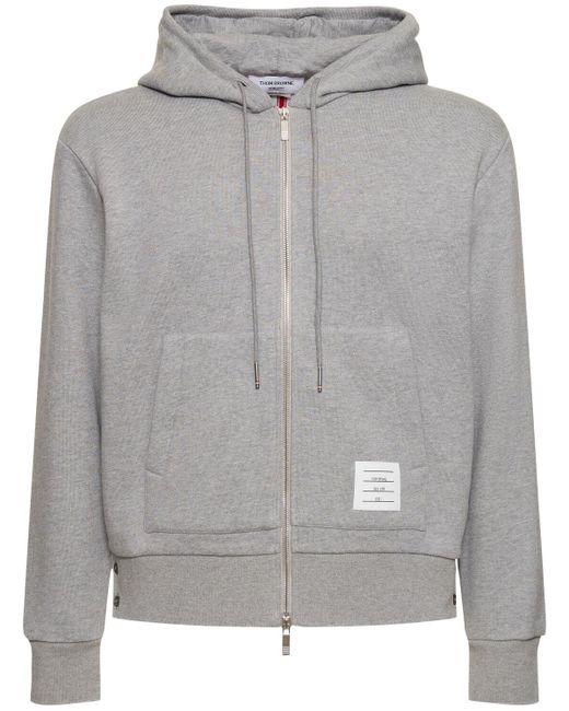 Thom Browne Gray Zip-up Cotton Hoodie for men