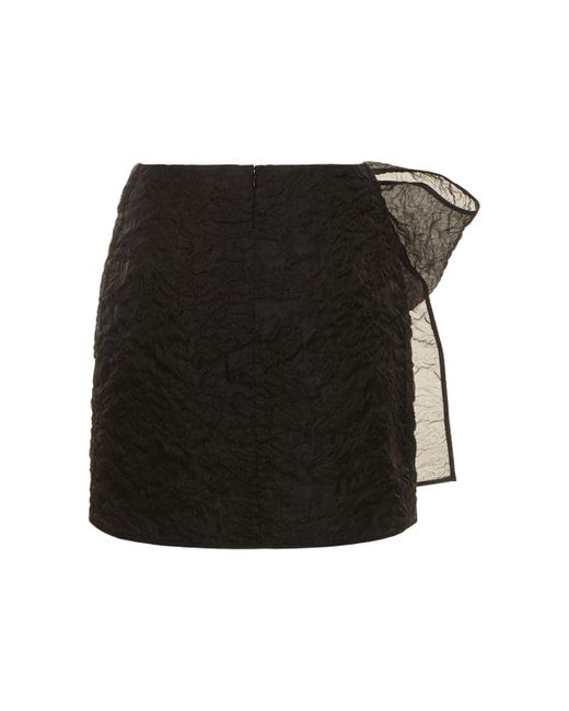 CECILIE BAHNSEN Black Gigi Matelassé Bow Mini Skirt