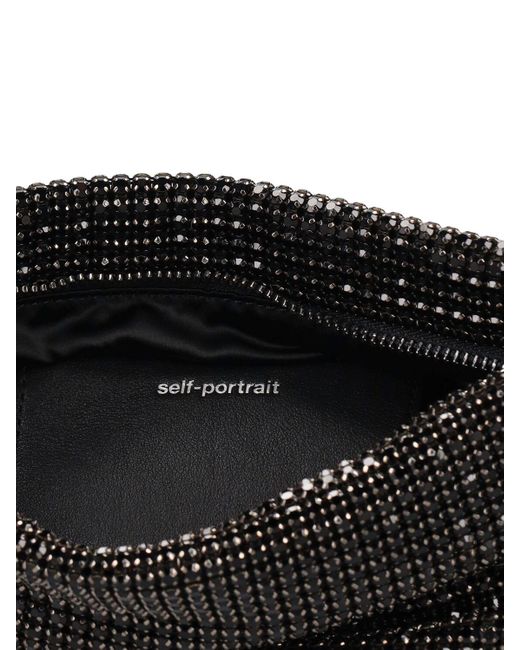 Self-Portrait Black Small Hobo Diamante Shoulder Bag