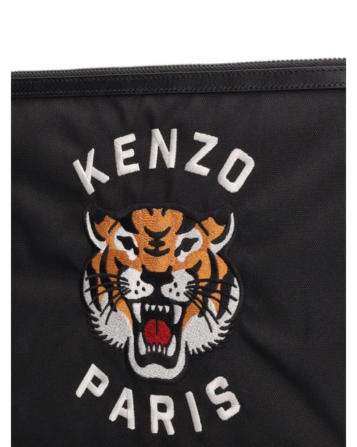 KENZO Black Tiger Embroidery Pouch for men