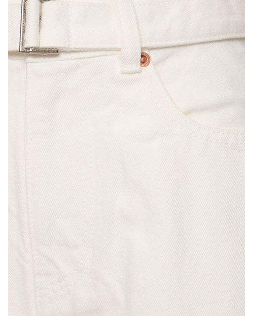 Jeans larghi vita media in denim / cintura di Sacai in White
