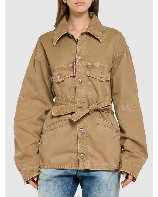 DSquared² Natural Overshirt Aus Baumwolle Mit Gürtel "9 To 5"