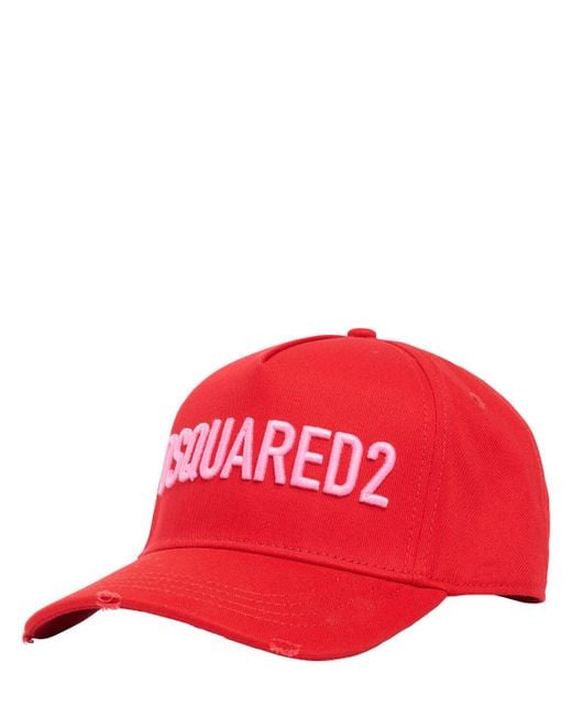 DSquared² Red Technicolor Baseball Cap for men