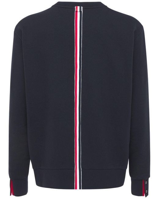 Thom Browne Blue Cotton Jersey Sweatshirt W/ Knit Stripe for men