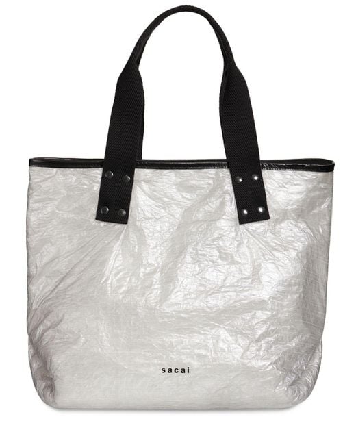 Sacai White Large Dyneema Tote Bag for men