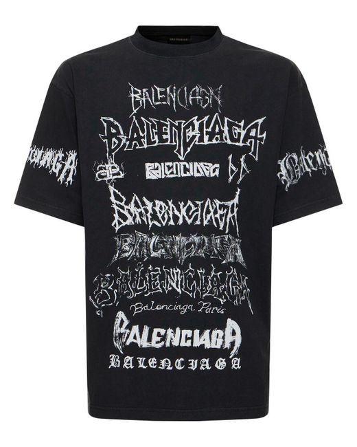 Camiseta de algodón con logo Balenciaga de hombre de color Black