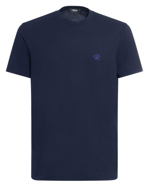 T-shirt medusa in jersey di cotone di Versace in Blue da Uomo
