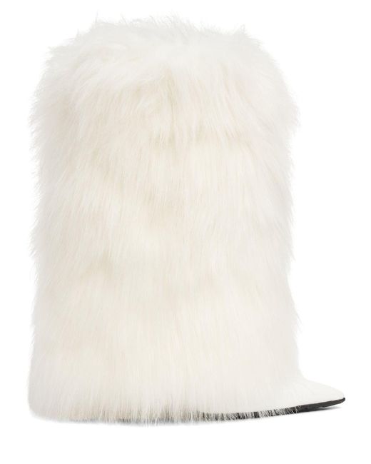 Dolce & Gabbana Natural 105mm Lollo Faux Fur Tall Boots