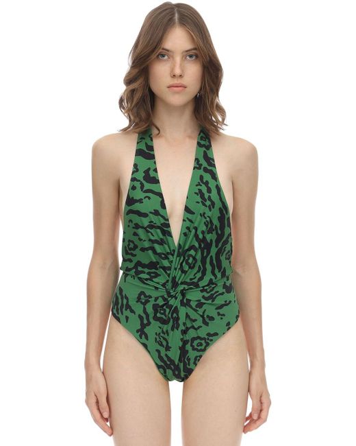 Self Portrait ホルターネックワンピース水着 グリーン Lyst